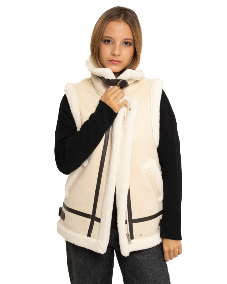 Veste style effet peau sans manche