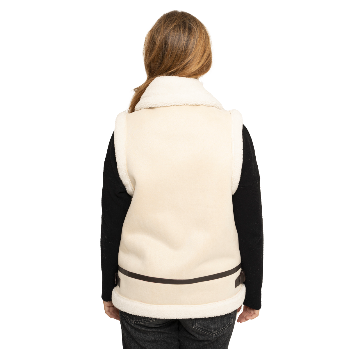 Veste style effet peau sans manche